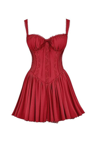 Romantisches Korsett-Minikleid mit Trägern und Rüschendetails