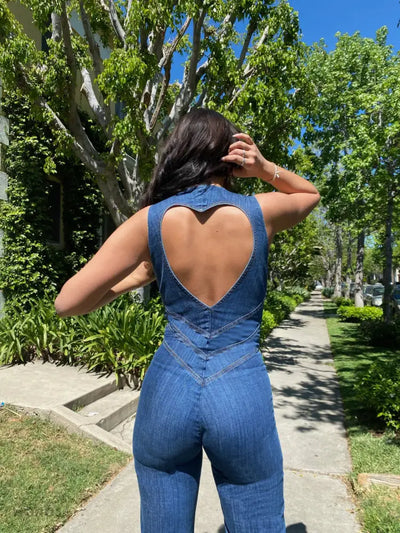 Stylisher Damen Denim Jumpsuit mit Rückenausschnitt