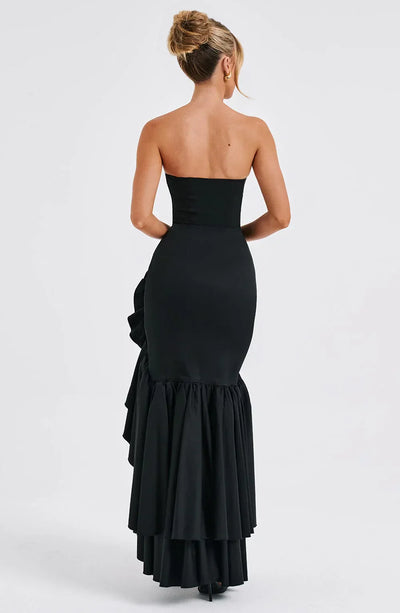 Elegantes ärmelloses Maxikleid mit Schnürdetail & Schlitz – Abendkleid