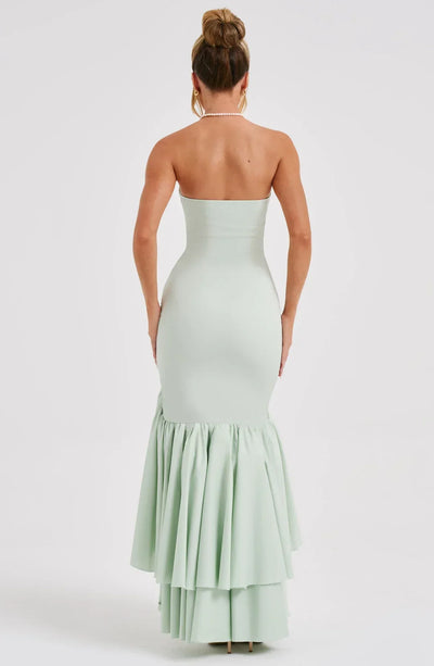 Elegantes ärmelloses Maxikleid mit Schnürdetail & Schlitz – Abendkleid