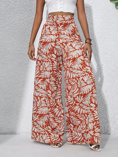 Louvelle – Stilvolle Hose mit weitem Bein und tropischem Print