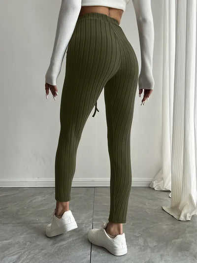 Anouk – Rippstrick-Leggings mit hohem Bund und Kordelzug