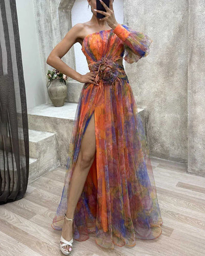 Trudis – One-Shoulder-Kleid aus transparentem Tüll