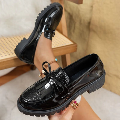 Round Toe Block Heels Loafers