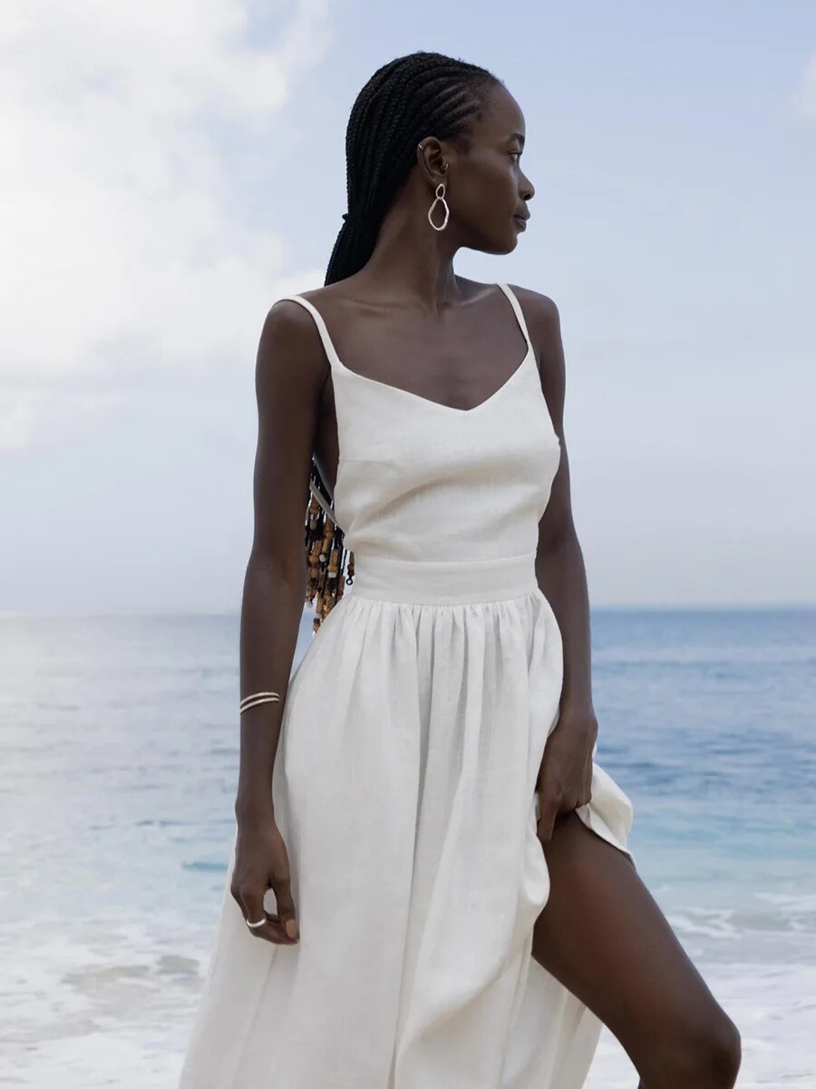 Leinen Boho Maxikleid | Strandkleid, Sommerkleid