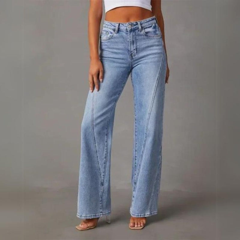 Damen-Jeans mit Weitem Bein aus Denim – Bequeme Passform