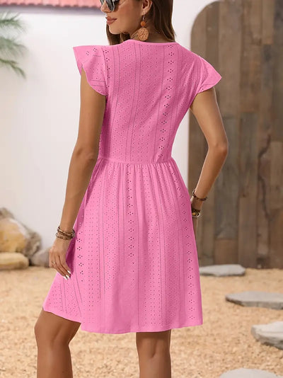 Bonnie – Bezauberndes Kleid mit V-Ausschnitt aus Baumwollspitze