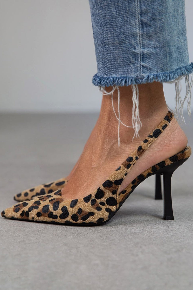 Liorina | Khaki Pumps mit Leopardenmuster und spitzem Zehen