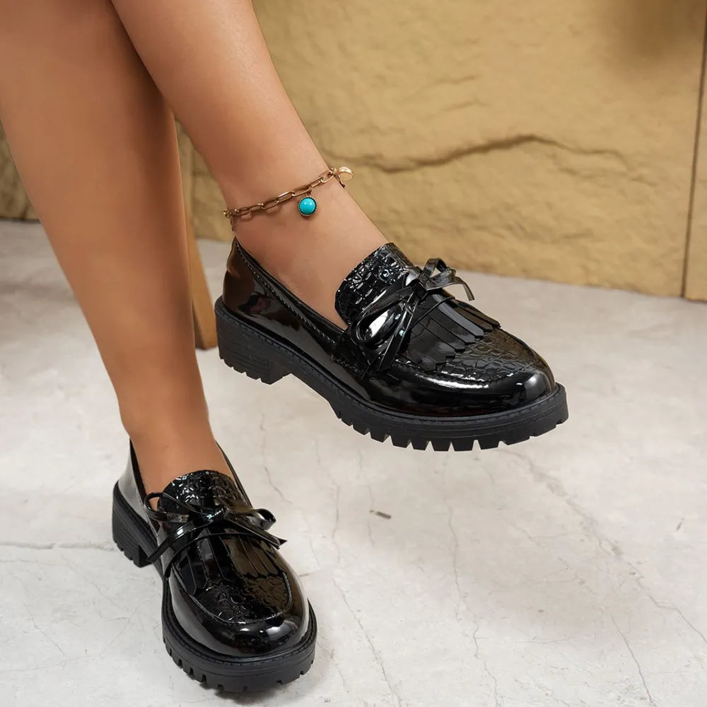 Round Toe Block Heels Loafers