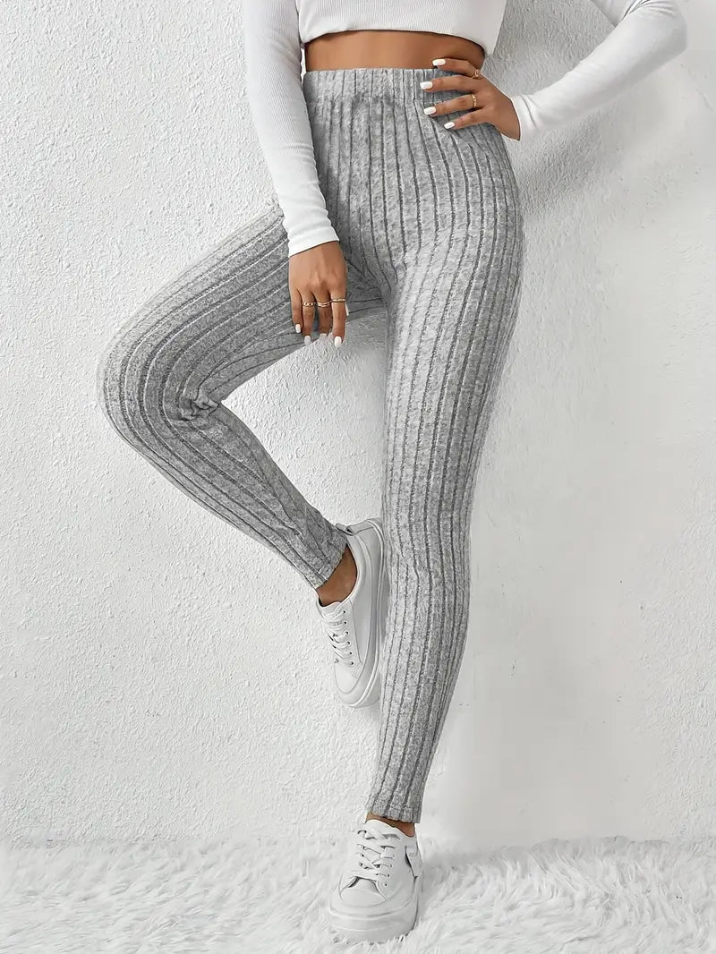 Elvida – Rippstrick-Leggings mit hohem Bund