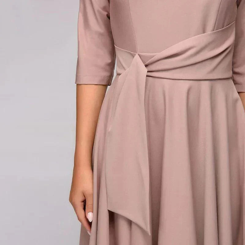 Damen Midikleid aus Viskose mit Taillengürtel – elegant geschnitten für Sommer