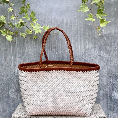 Elna | Große handgeflochtene Tragetasche aus veganem Leder – Rustikaler Shopper