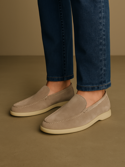Eleganter Beige Herren Loafer aus Echtem Wildleder