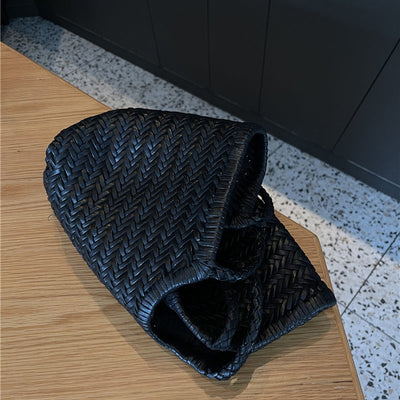 Lena | Braun Geflochtene Leder-Shopper – Rustikal & Stilvoll
