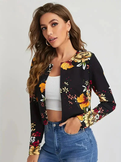 Damen Blazer – Leichtes Material – Blumenmuster – Eleganter Stil – Frühling/Sommer