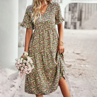 Florette | Blumen Sommerkleid | Midi