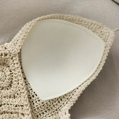 Beige Damen Bikini Top gewebt ohne Bügel – verstellbare Passform Sommerlook