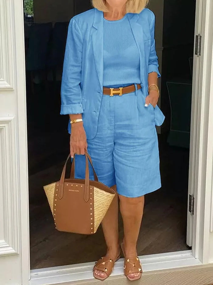 Leontina - Lässiger Blazer Und Kurze Im Satz