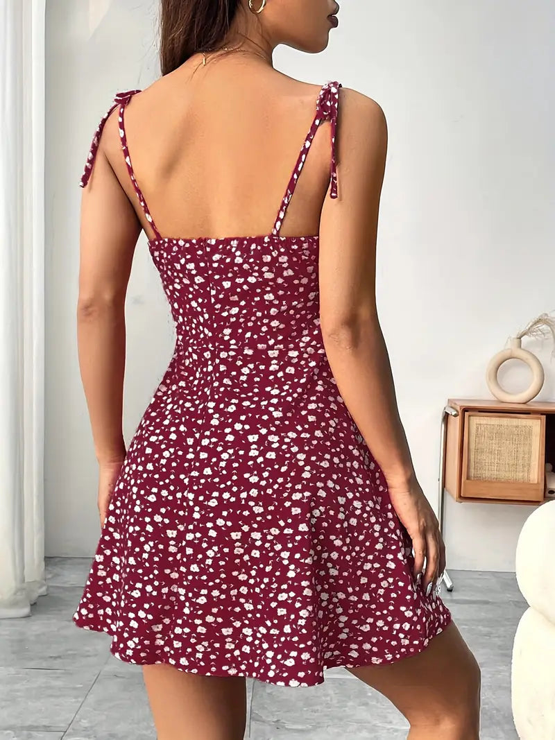 Maxine – Minikleid mit Blumenmuster und Bindebändern