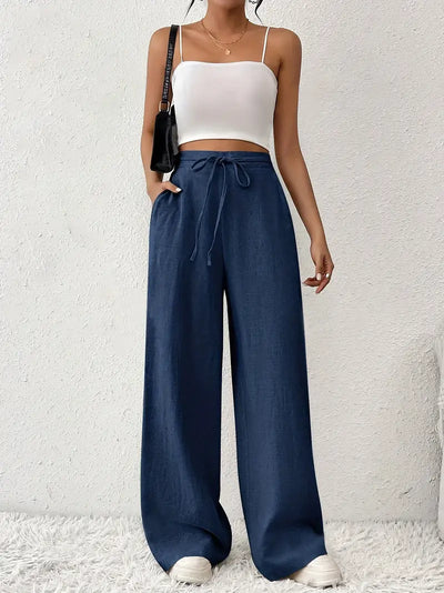 Yara – High-Waist-Loungehose mit Kordelzug und weitem Bein