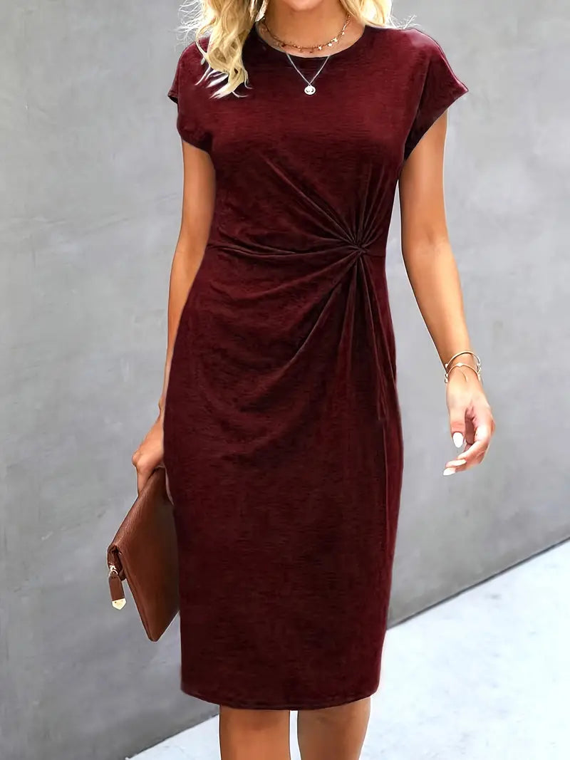 Sable – Figurbetontes Midikleid mit seitlichem Knotendetail