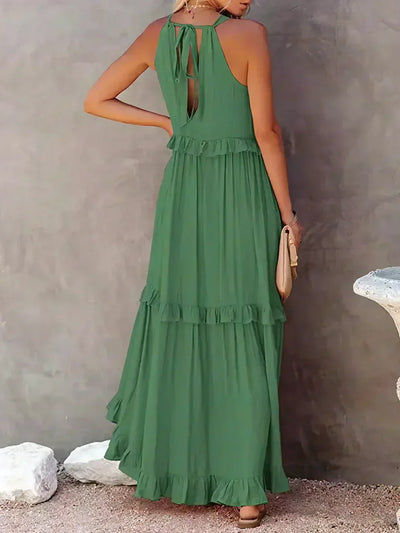 Boho Maxikleid mit Volants & Neckholder-Ausschnitt – Sommerlich & Feminin