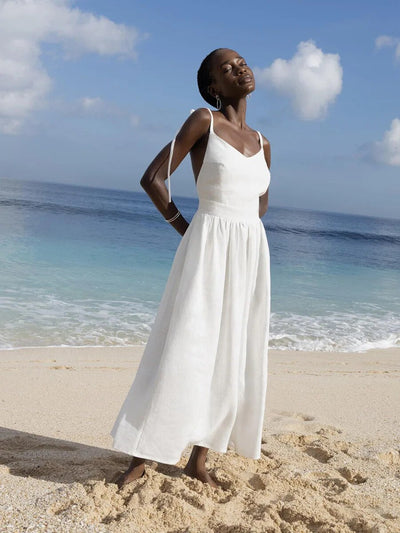 Leinen Boho Maxikleid | Strandkleid, Sommerkleid