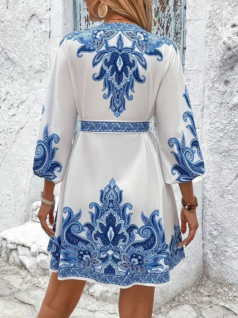 Gwenda – A-Linien-Kleid Mit V-Ausschnitt Und Paisley Drucken