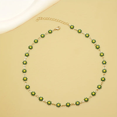 Handgefertigte Gold plattiert Daisy Choker - Einstellbare Boho Floral Halskette