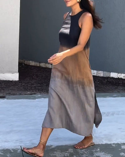 Anette | Ärmeloses Farbverlauf-Kleid mit Rundhalsausschnitt