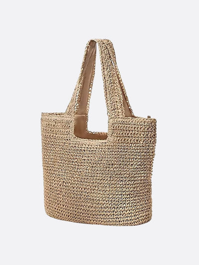 Nora | Gehäkelte große Strohtasche mit doppelten Schulterhenkeln