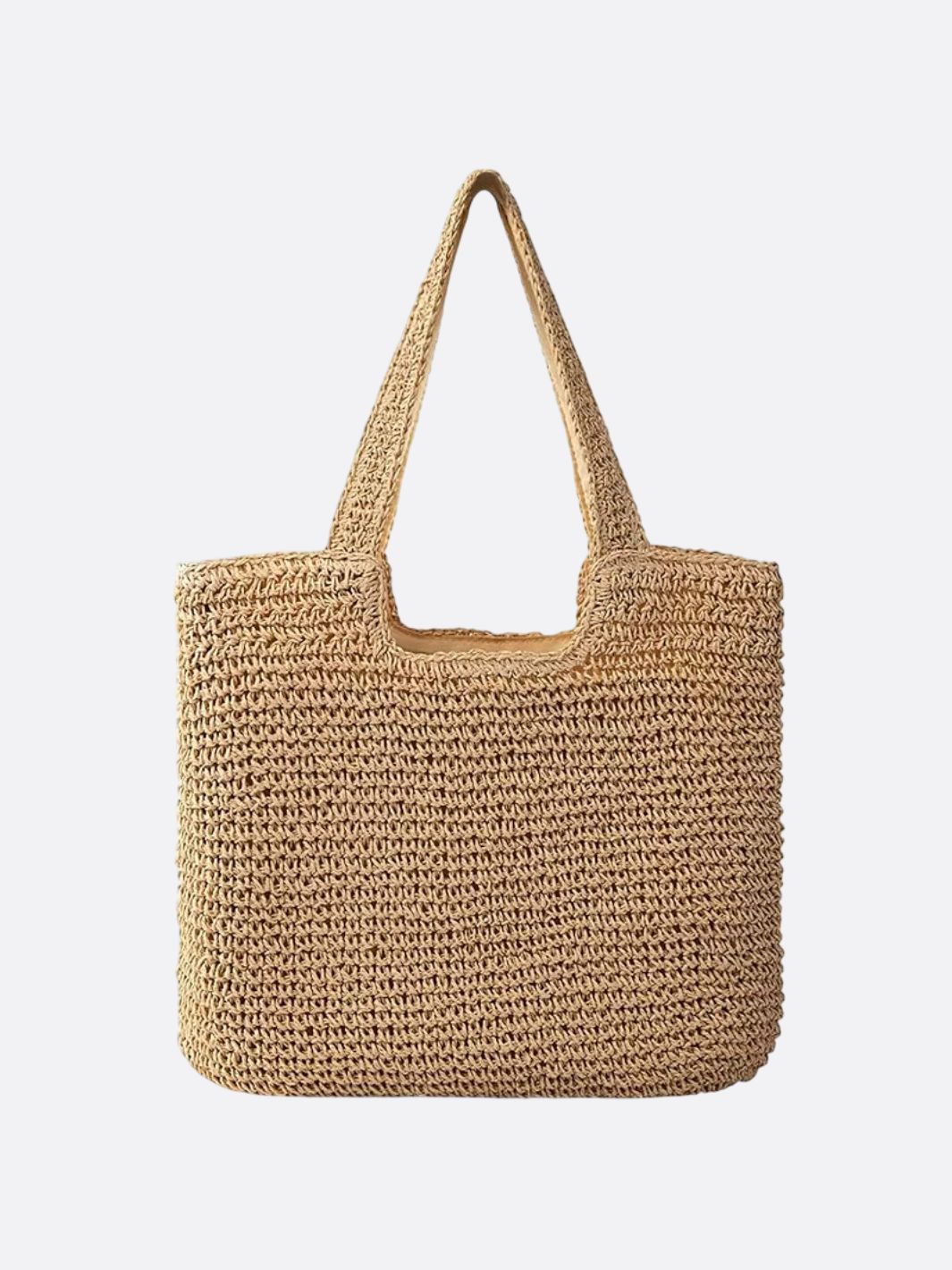 Nora | Gehäkelte große Strohtasche mit doppelten Schulterhenkeln