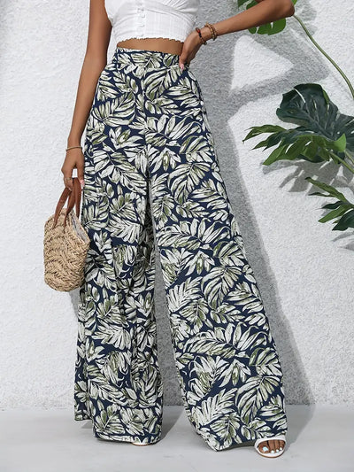 Louvelle – Stilvolle Hose mit weitem Bein und tropischem Print