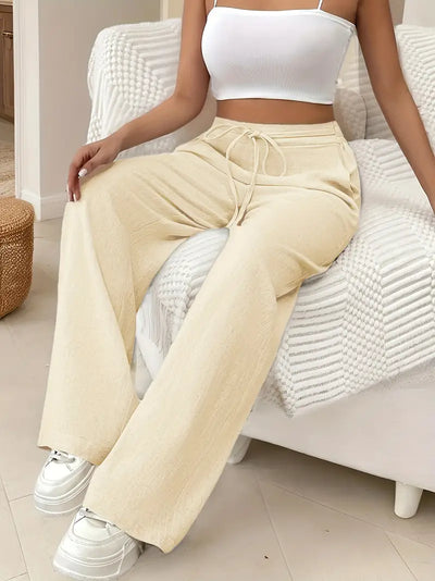 Yara – High-Waist-Loungehose mit Kordelzug und weitem Bein