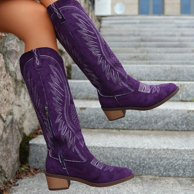 Point Toe Block Heels Boots
