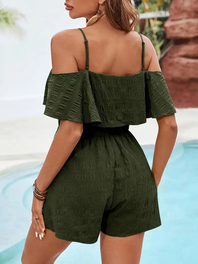 Lema – Eleganter, strukturierter Off-Shoulder-Strampler