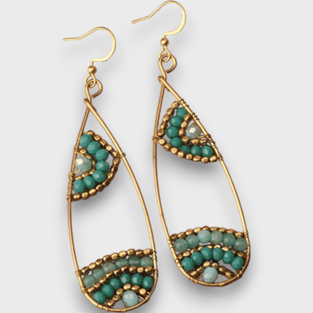 Isalda – Vintage Ohrringe mit Holz & Perlen