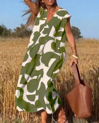 ELENA KLEID MIT PRINTMUSTER UND V-AUSSCHNITT