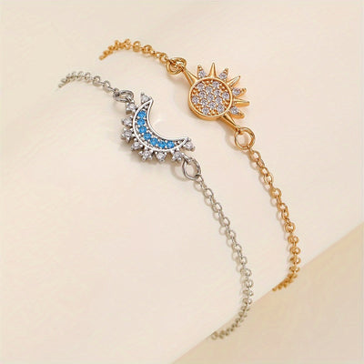 Kreatives Sonne & Mond Paar Armband Set