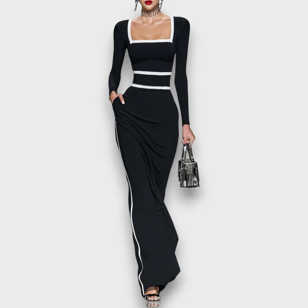 Salvinea – Figurbetontes Maxikleid mit quadratischem Ausschnitt