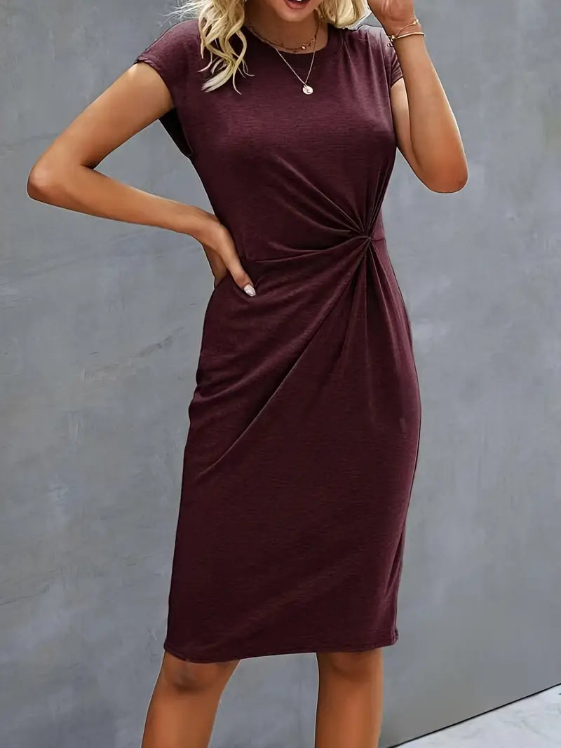 Sable – Figurbetontes Midikleid mit seitlichem Knotendetail