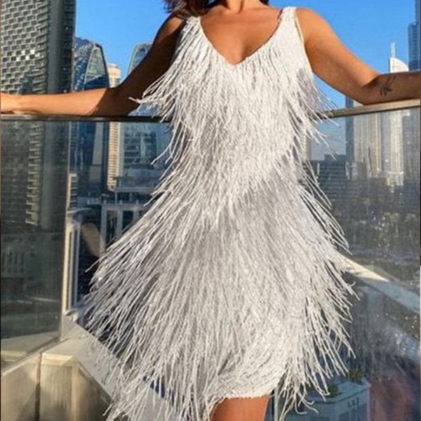 Dorothea – Minikleid mit glänzenden Fransen