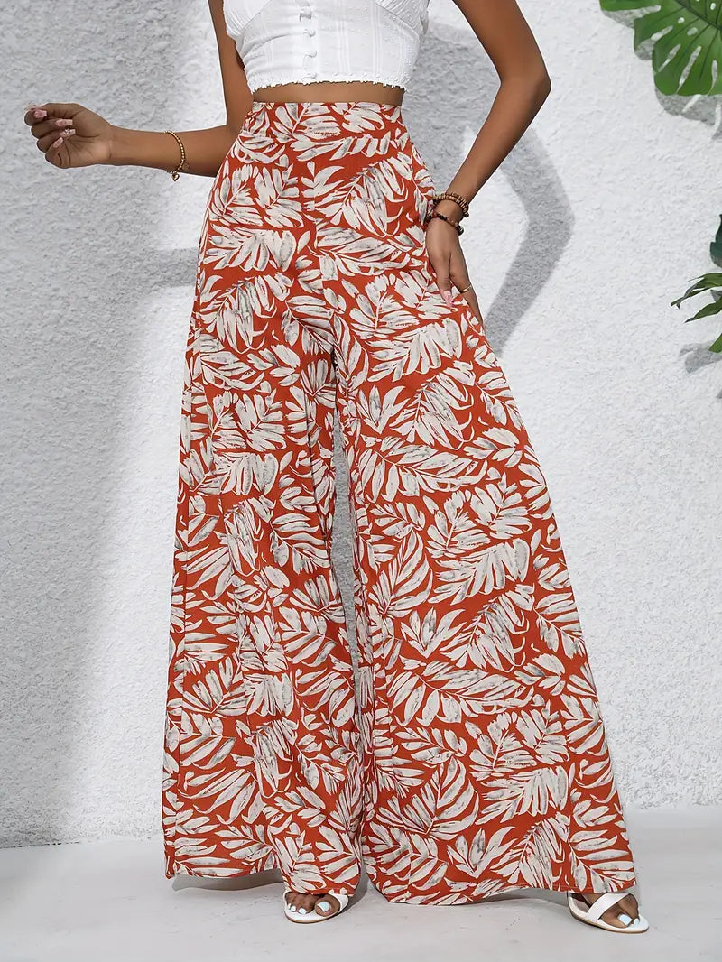 Louvelle – Stilvolle Hose mit weitem Bein und tropischem Print
