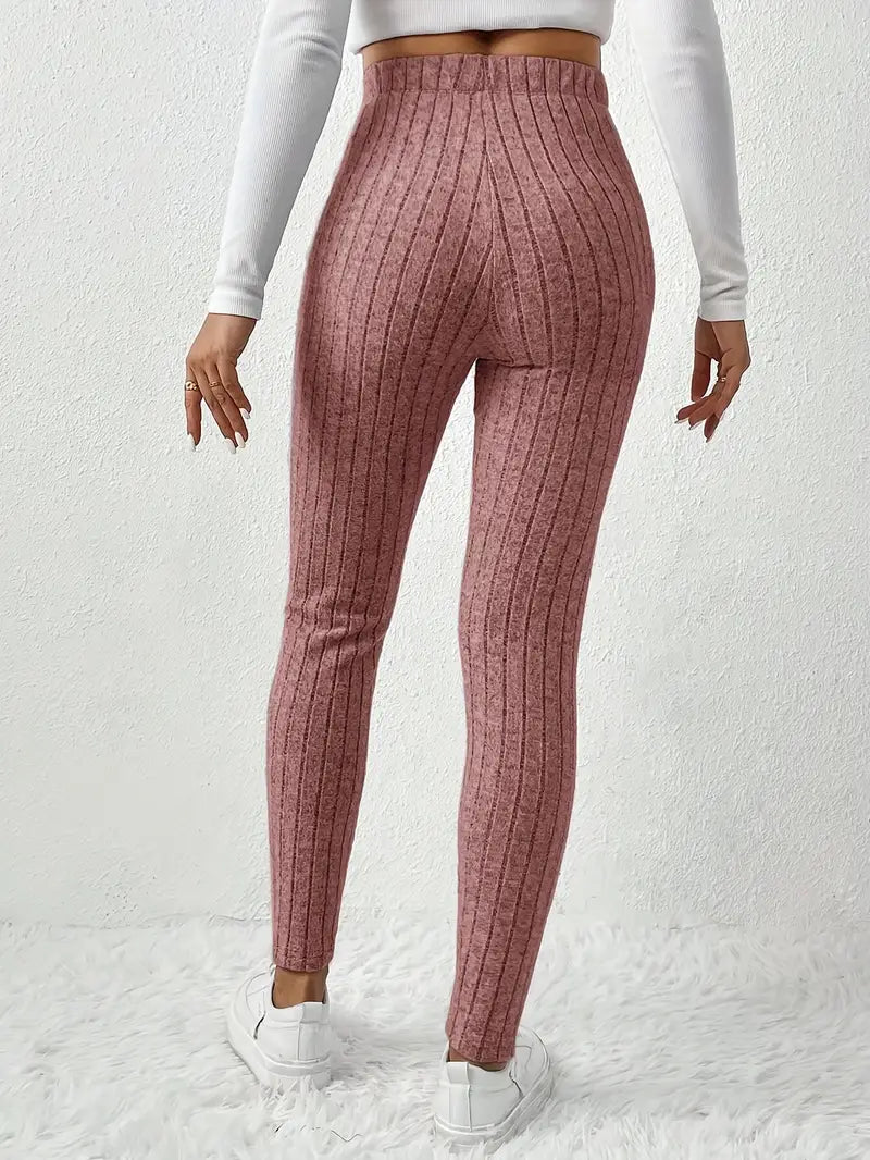 Zhari – Rippstrick-Leggings mit hohem Bund und Kordelzug