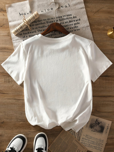 Damen T-Shirt aus Baumwolle mit Herz-Print – Lockerer Schnitt