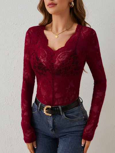 Elegante Damen Spitzenbluse | Luxuriöses Spitzenoberteil