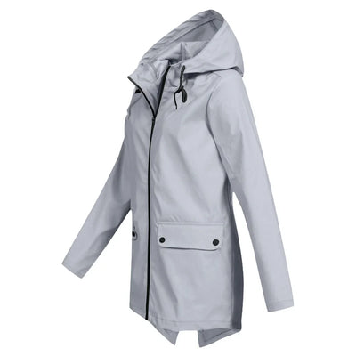 Damen Regenjacke mit Reißverschluss und Kapuze