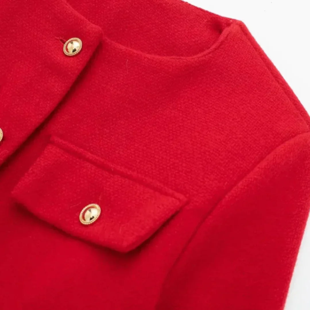 Damen Kurzjacke mit Knopfdetails und geradem Schnitt