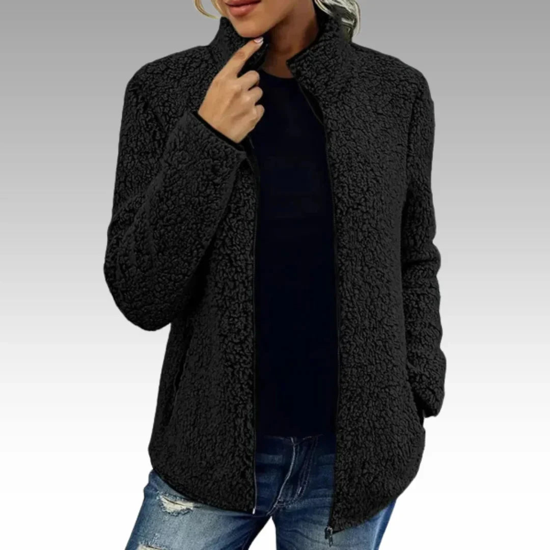 Damen Fleecejacke mit Reißverschluss und Stehkragen
