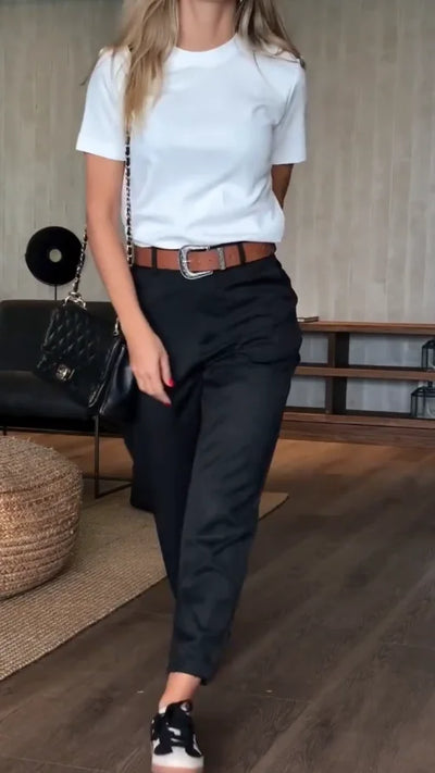 Damen gestreifte Pantalon mit lässigem Schnitt